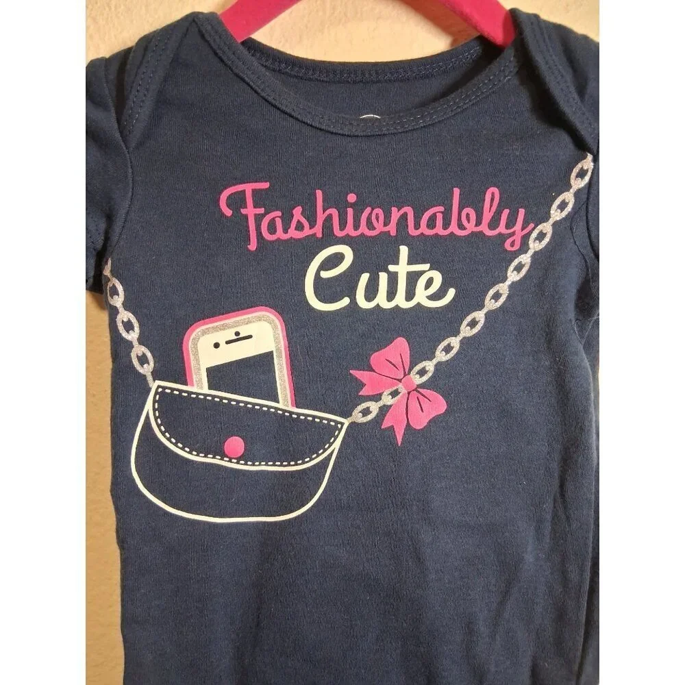 Wonder Nation Bodysuit Attitude Fashionably Cute Baby Girls Size 3-6 Months Blue